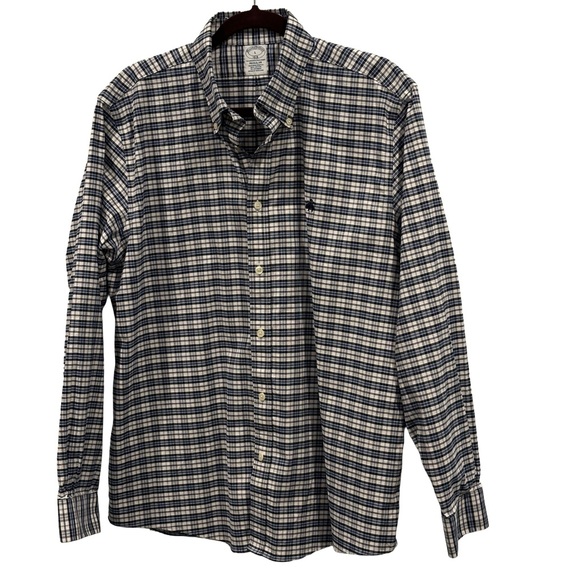 Brooks Brothers Navy and White Plaid Shirt - Picture 1 of 6